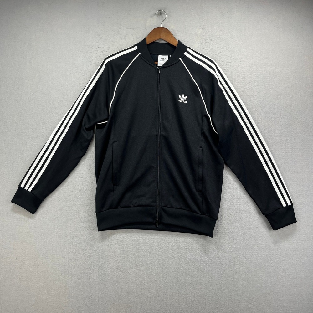 Adidas Track Jacket Mens Large Black SST Superstar Full Zip Trefoil Athletic